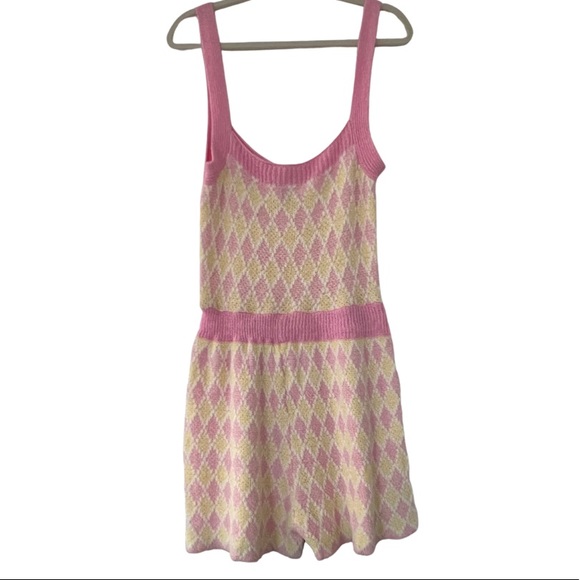 Free People Dream Diamonds Sleep Romper in Pink Combo Size Large - Picture 8 of 13